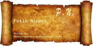 Petik Ninett névjegykártya